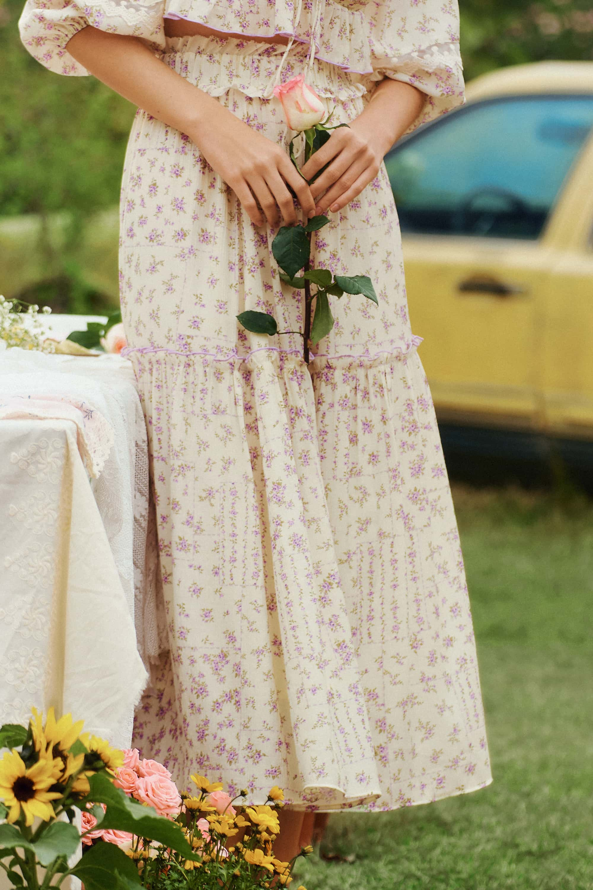 Blaire Floral Elastic Waist Maxi Skirt