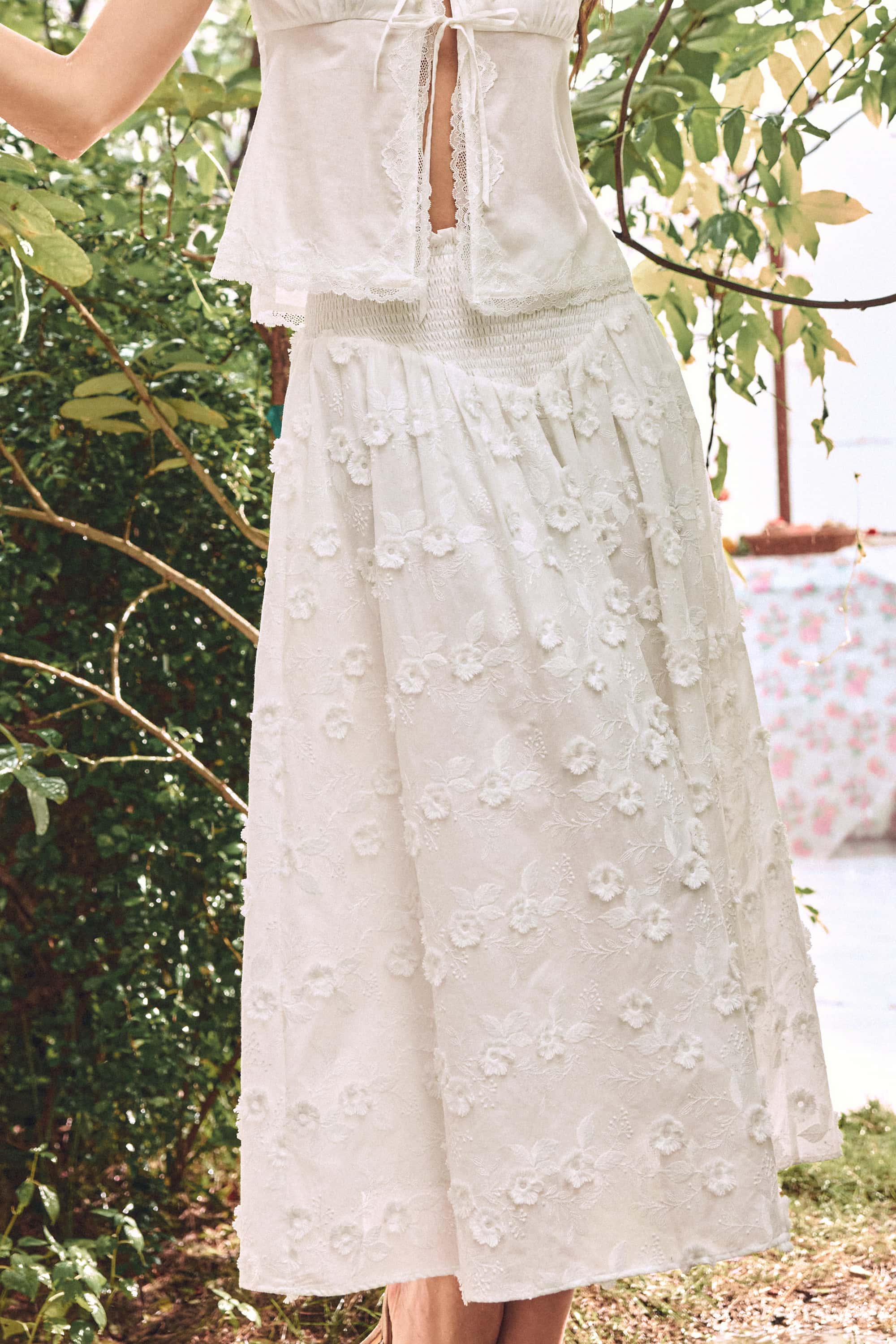 Callie Flower High-waisted Midi Skirt