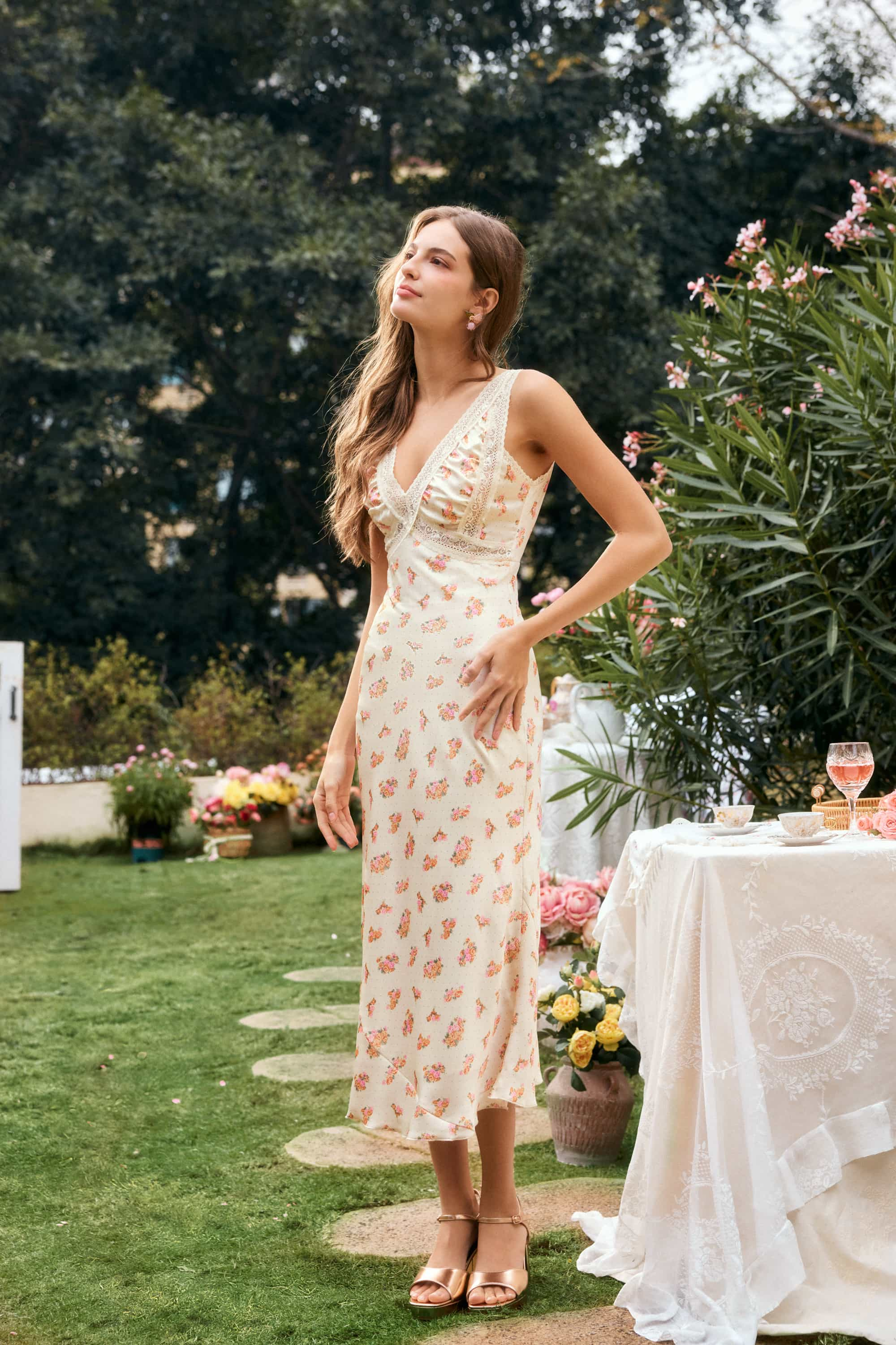 Rachel Floral Spaghetti Strap  Maxi Dress