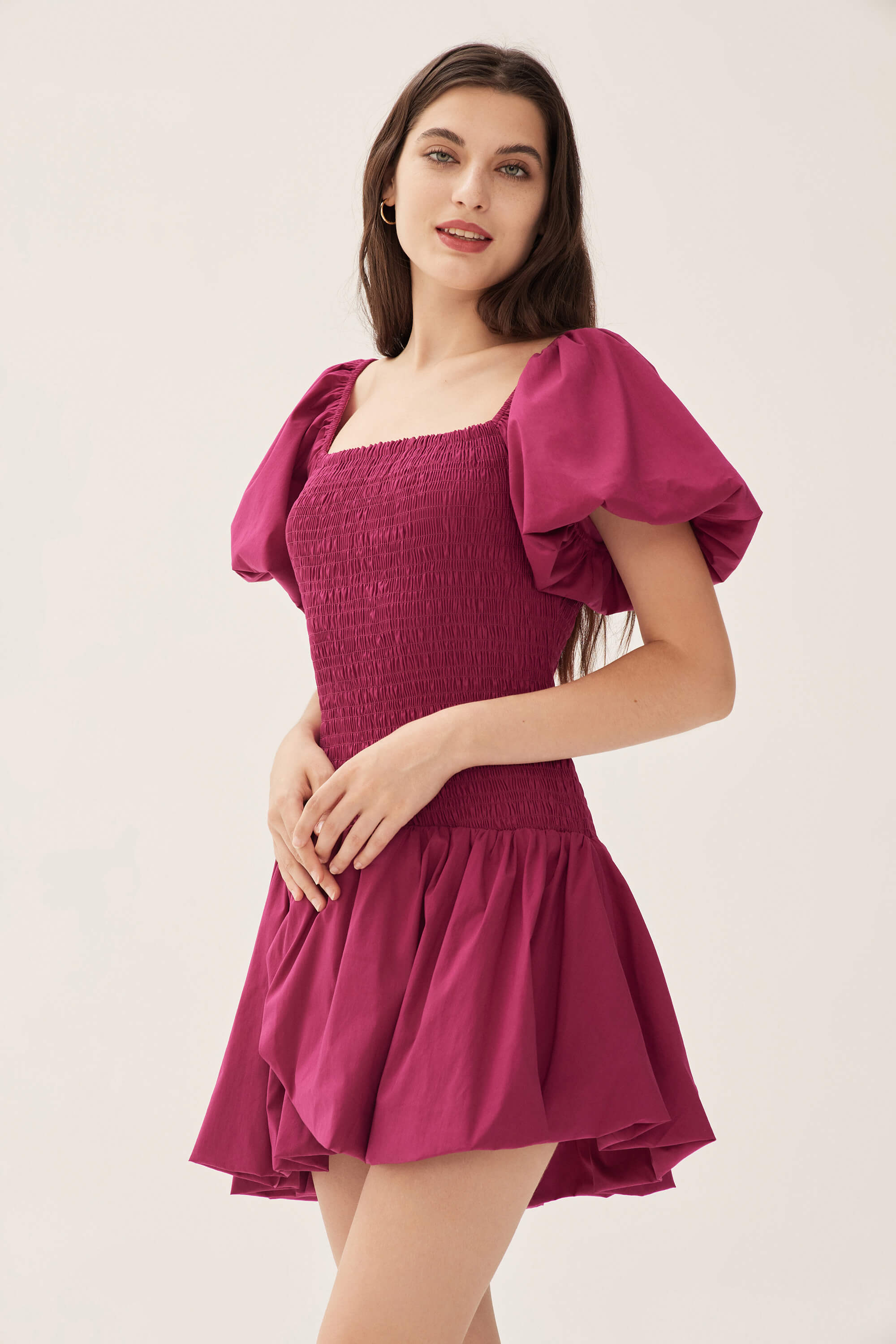 Aida Smocked Puff Sleeve Mini Dress