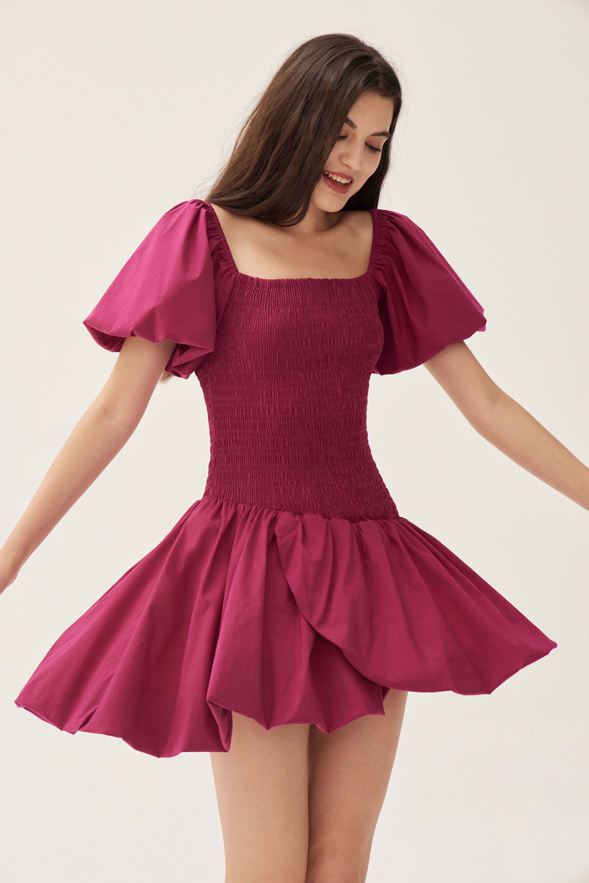 Aida Smocked Puff Sleeve Mini Dress
