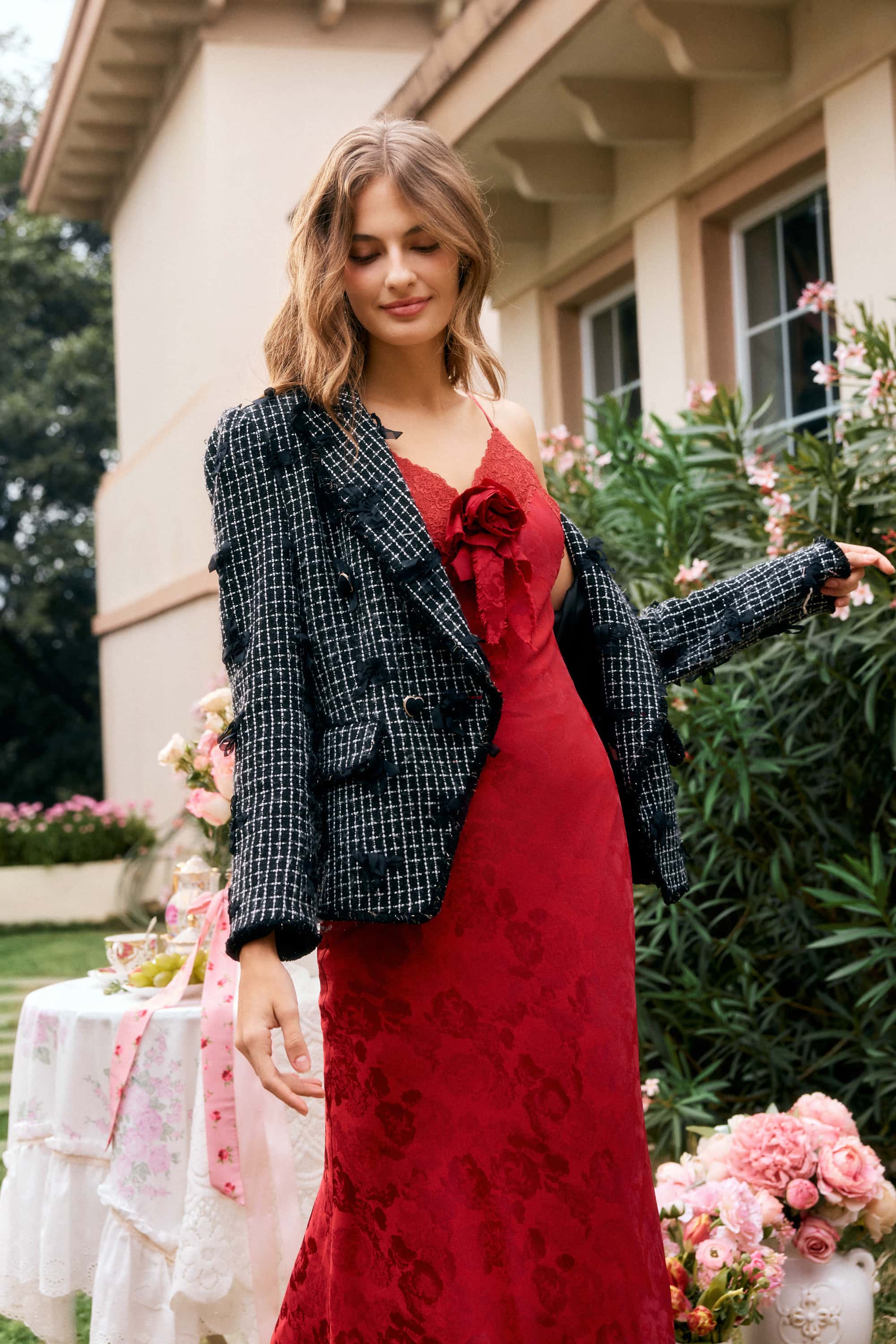 Alexandra Rose Jacquard Midi Dress