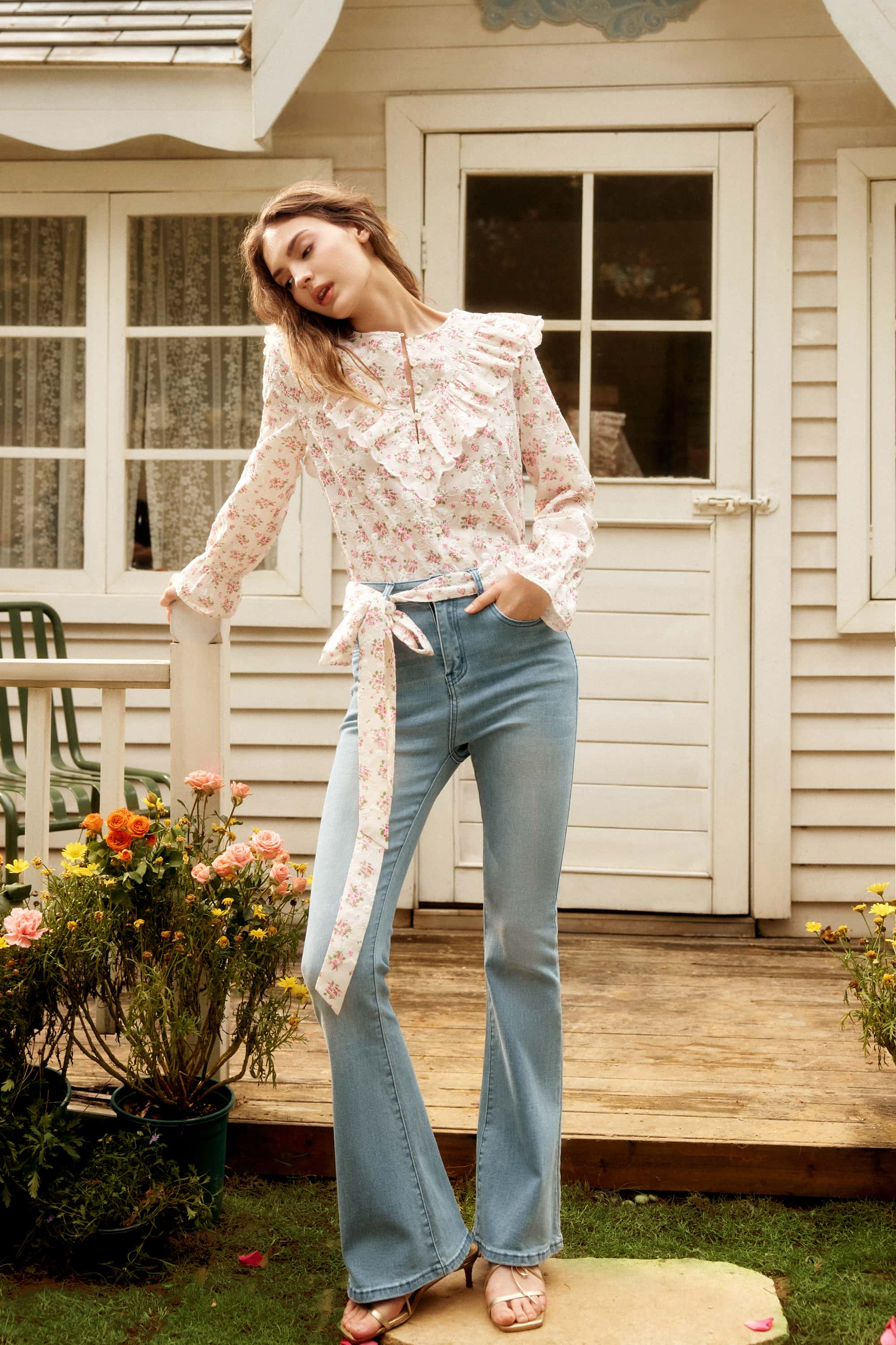 Daisy Embroidered Lace Blouse