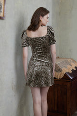 Zoey Leopard Print Velvet Mini Dress