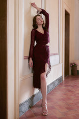 Charlie front slit Bodycon Two-Piece Dress