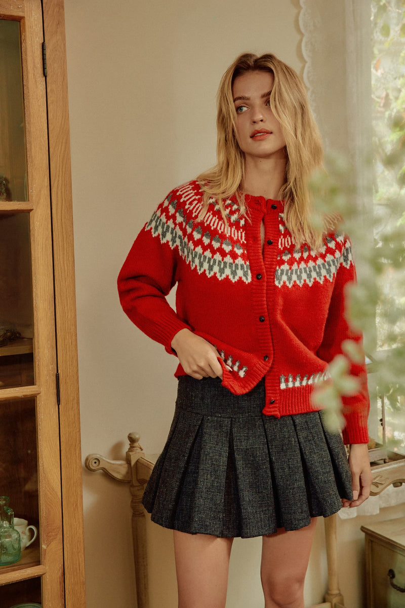 Milo Christmas Red Sweater Cardigan