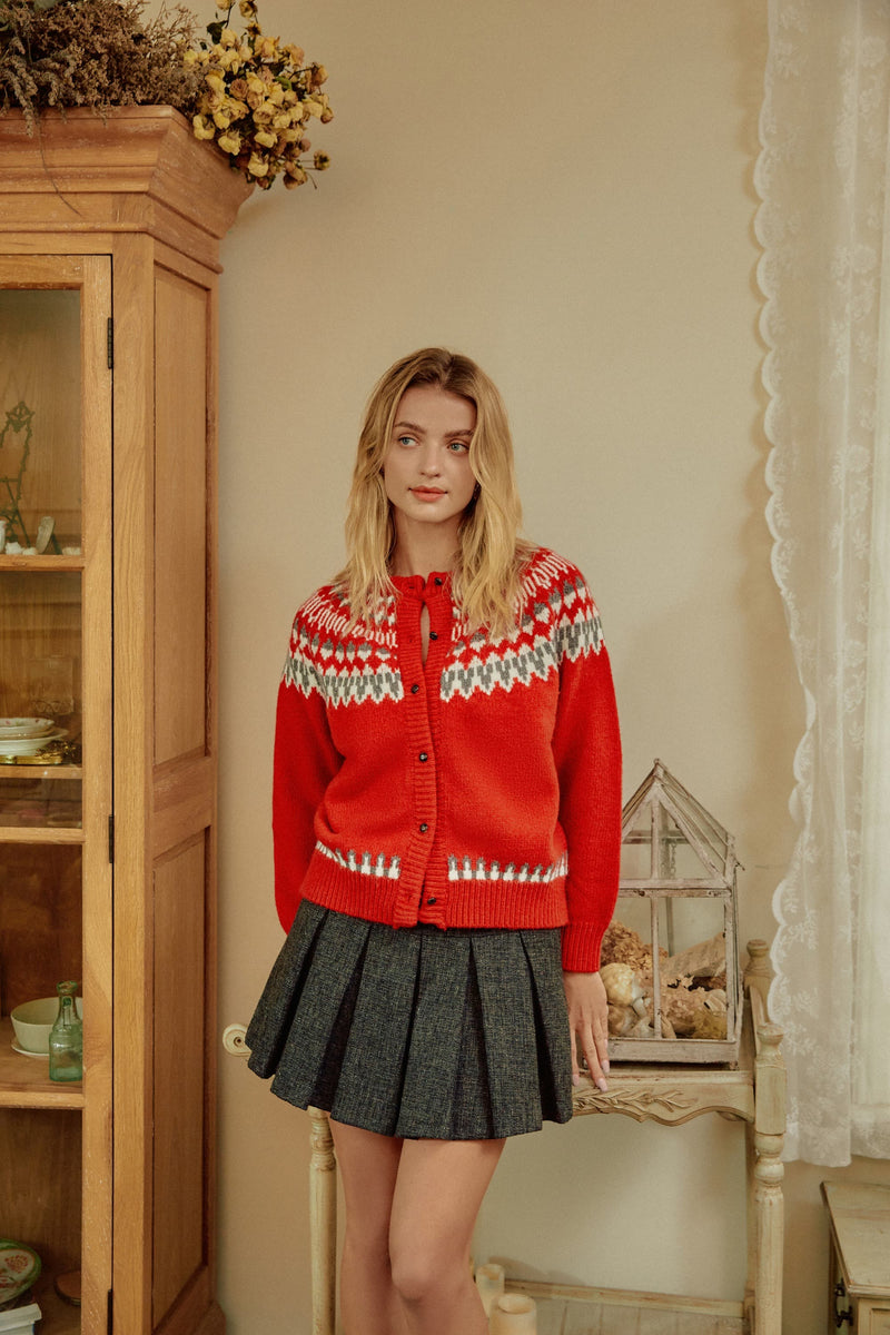 Milo Christmas Red Sweater Cardigan