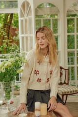 Alva White Vintage Embroidery Cardigan