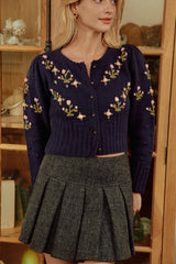 Loreta Vintage Floral Single-Breasted Cardigan