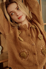 Adalyn Crochet florals Knit Cardigan