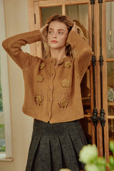 Adalyn Crochet florals Knit Cardigan