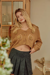 Adalyn Crochet florals Knit Cardigan