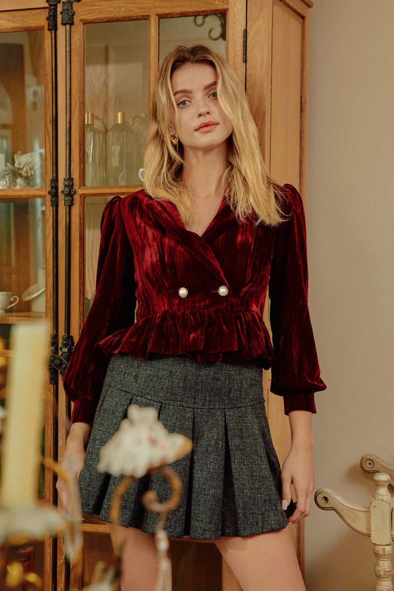 Divia Burgundy Velvet Jacket