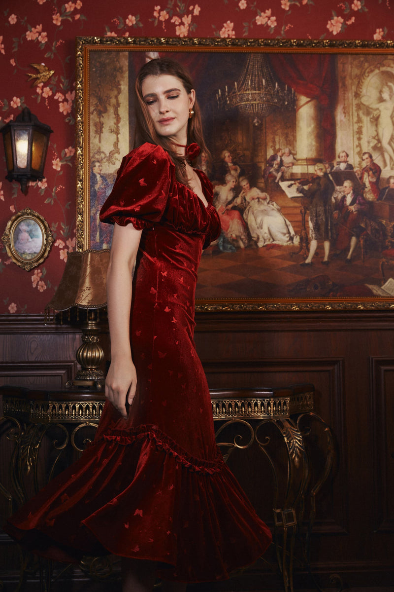 Winnie Velvet Embossed Maxi Dress