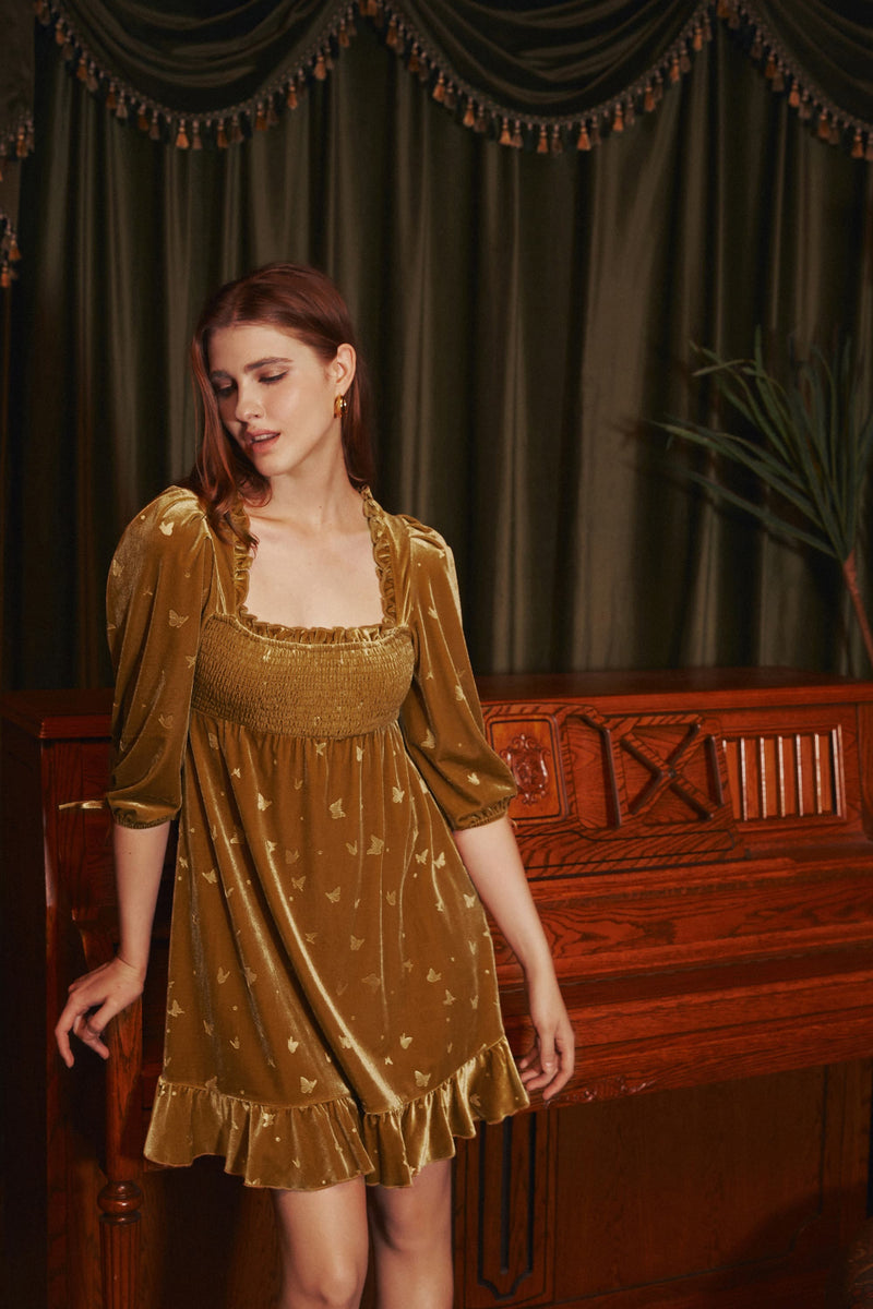 Francie Velvet Embossed Mini Dress