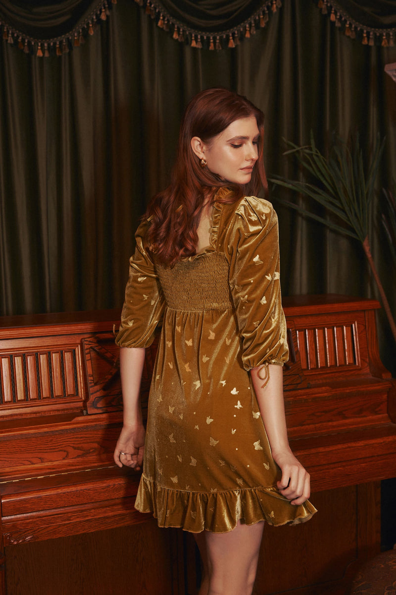 Francie Velvet Embossed Mini Dress
