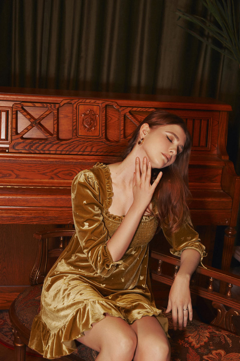 Francie Velvet Embossed Mini Dress