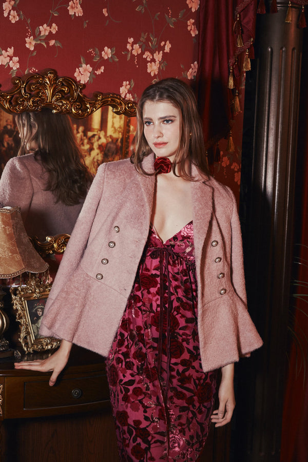 Livy Wool-blend Short Coat In Pink