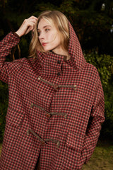Ora Vintage Plaid Hooded Coat