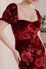 Carolina Sweetheart Neckline Velvet Midi Dress