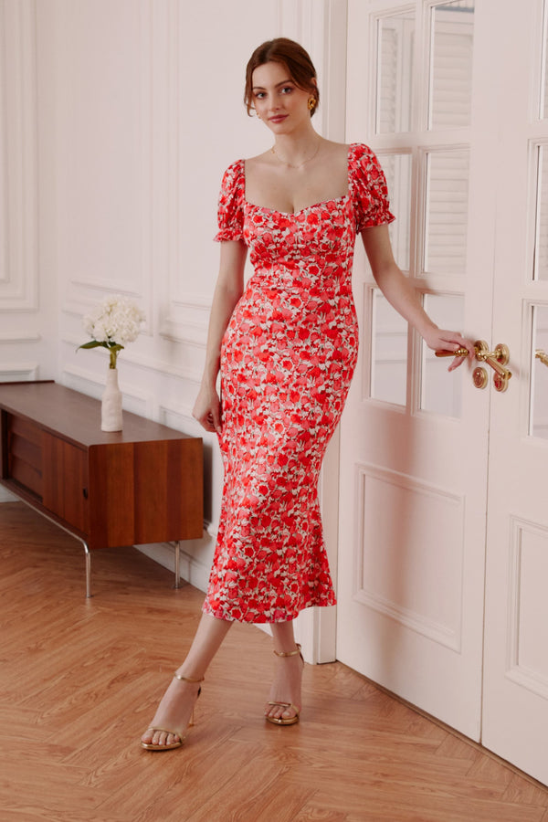 Avery Sweetheart Neckline Midi Dress