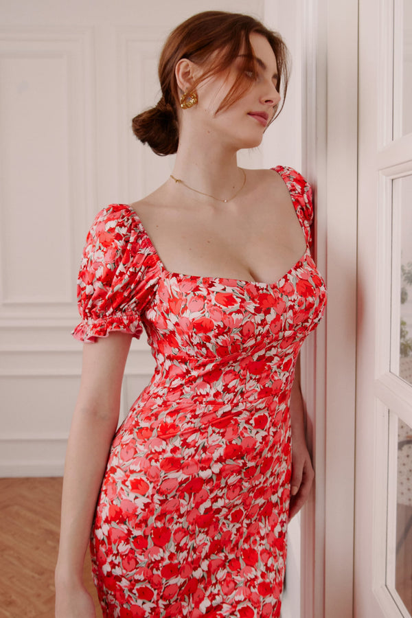Avery Sweetheart Neckline Midi Dress