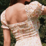 Willow Puff Sleeve Front Slit Dress