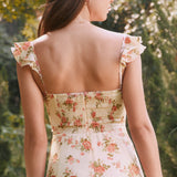 Agatha Ruffled Spaghetti Straps Midi Dress