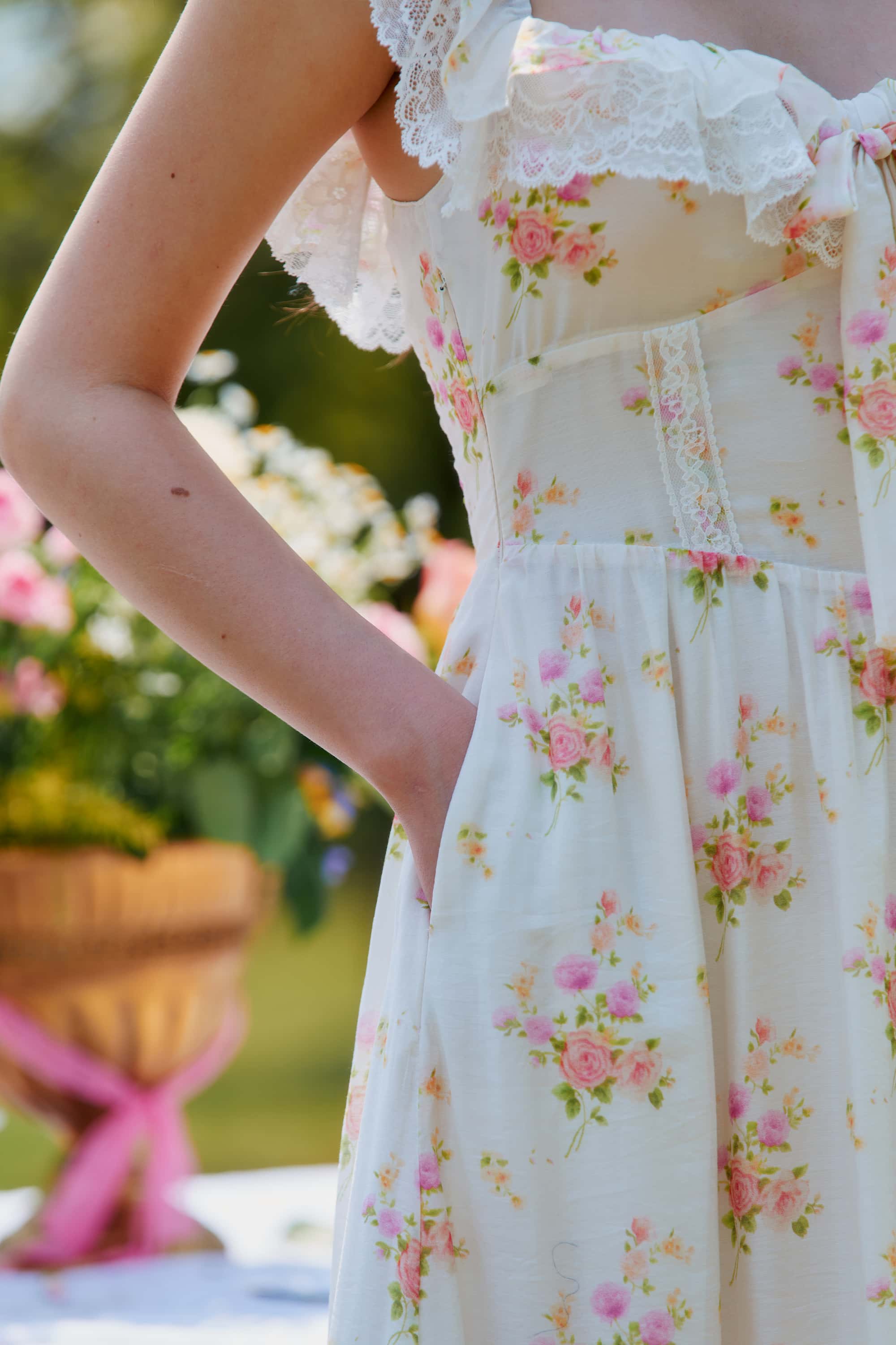 Anya Viscos Lace Floral Midi Dress