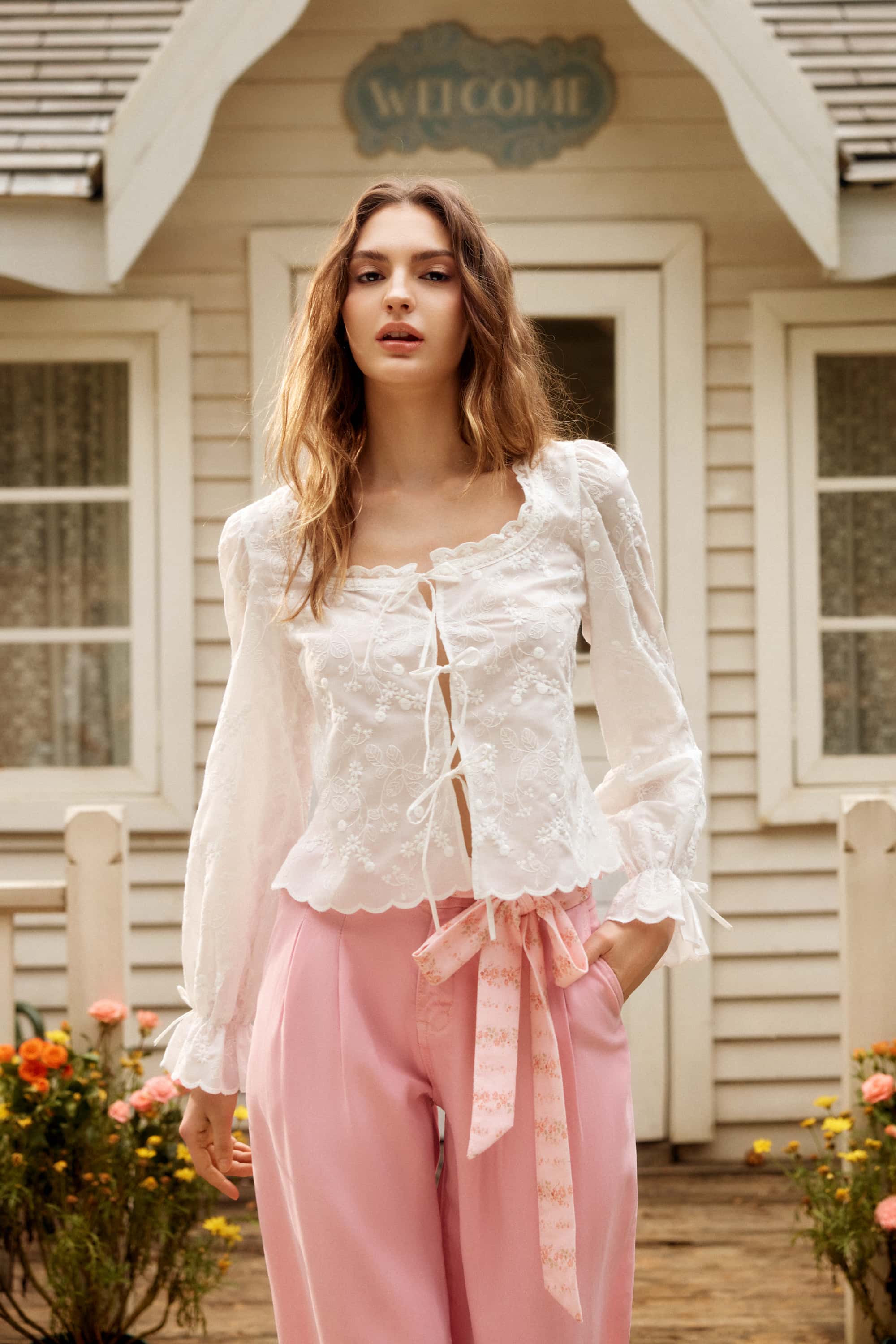 Connie Embroidered White Blouse