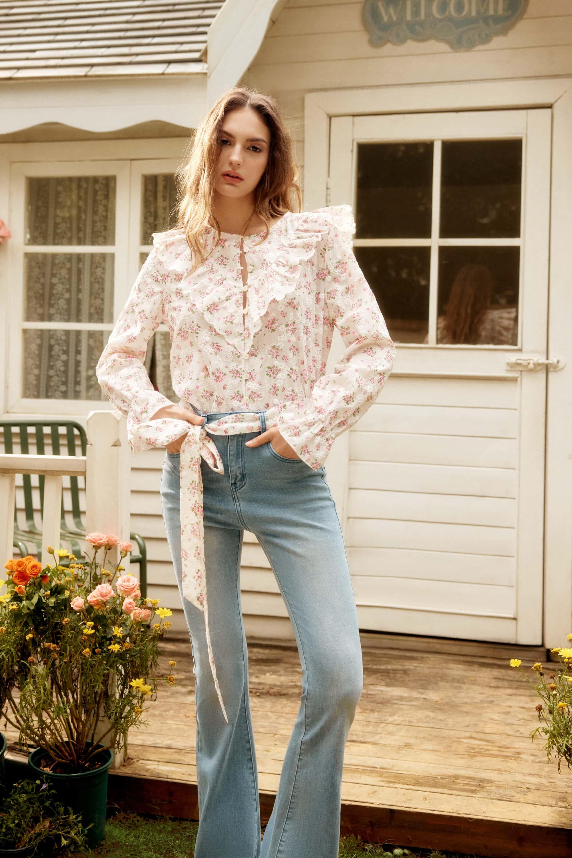 Daisy Embroidered Lace Blouse