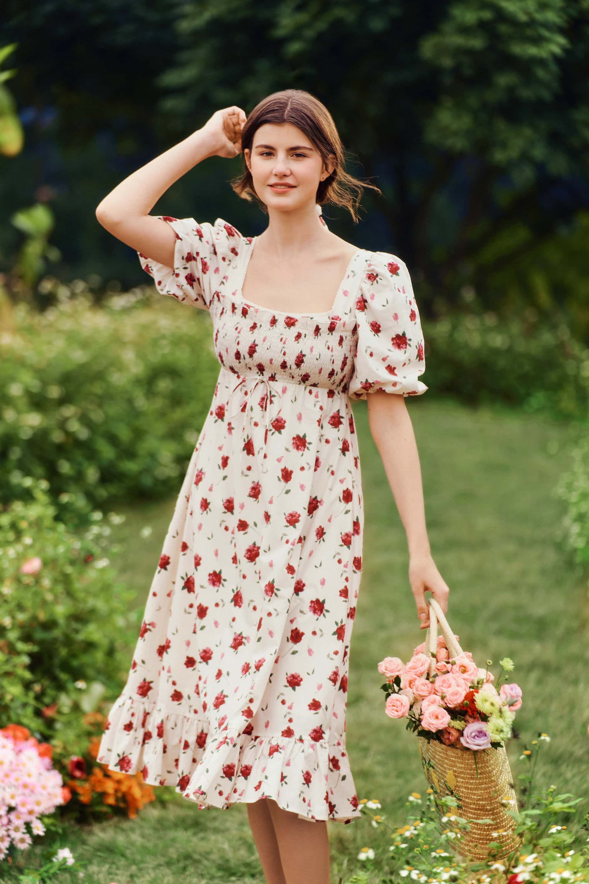 Ellie Floral Empire Midi Dress