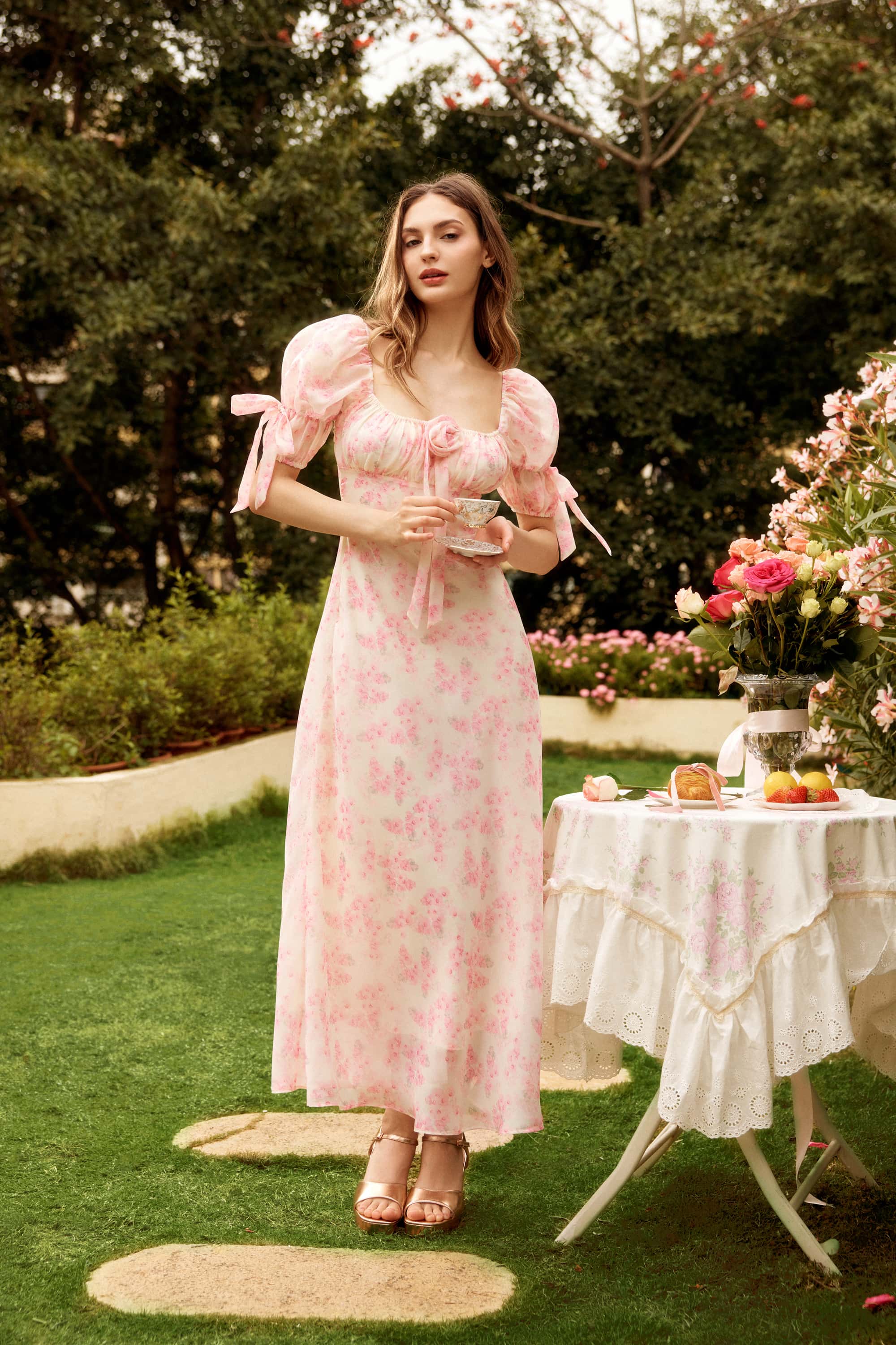 Emma Rosette Floral Maxi Dress
