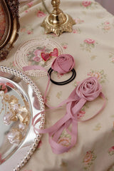 Pink Rosette Choker Necklace