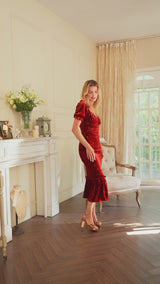 Lyla Butterflies Embossing Velvet Midi Dress