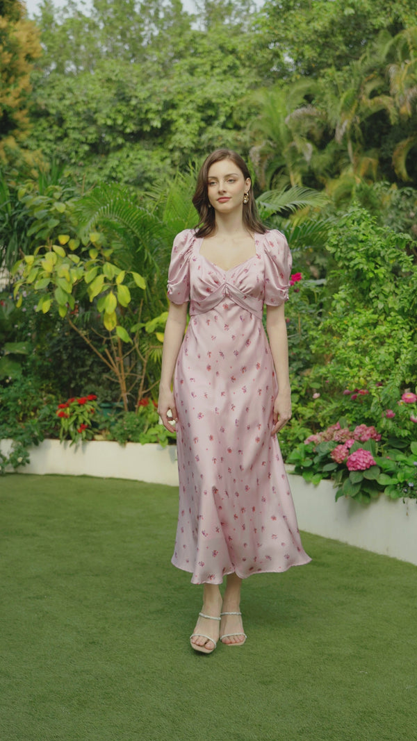 Joelle Satin Floral Maxi Dress