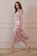 Anise Ruffled Drop Waist Satin Dress