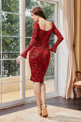 Camila Fiery Red Floral Ruched Dress
