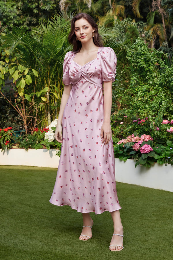 Joelle Satin Floral Maxi Dress