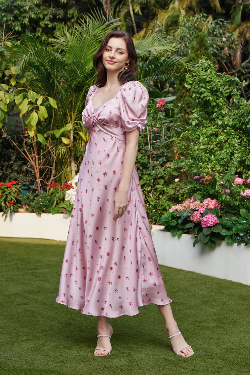 Joelle Satin Floral Maxi Dress