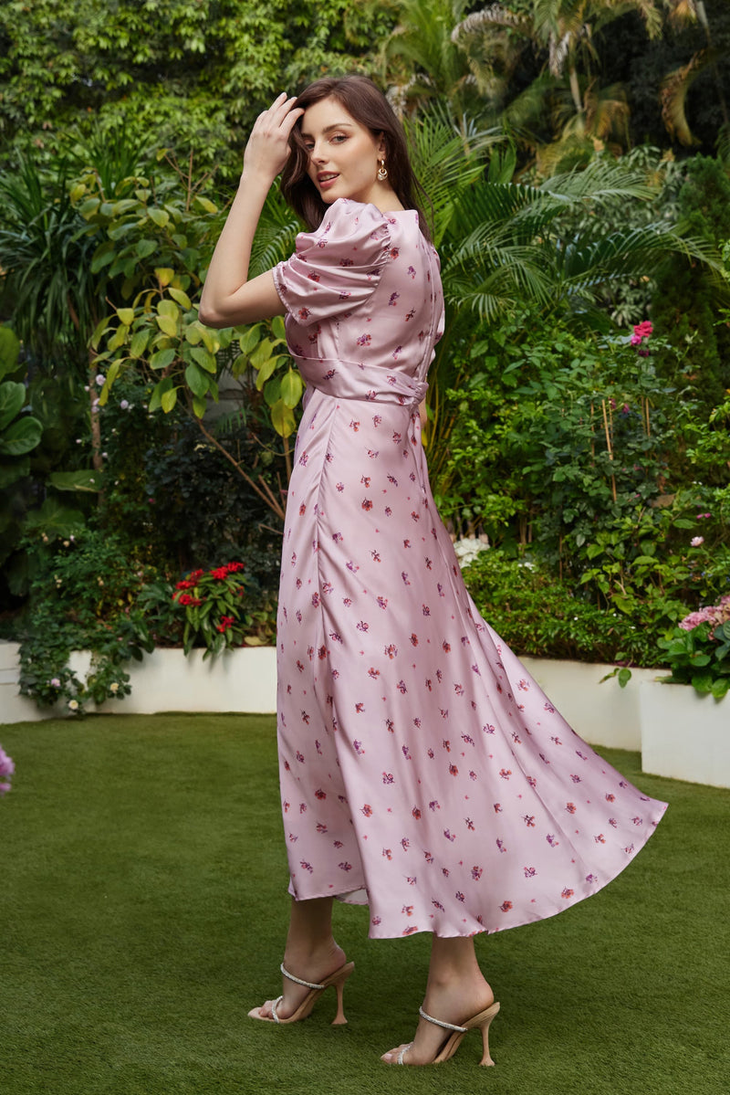 Joelle Satin Floral Maxi Dress