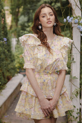 Alanis Ruffled Gathered Waist Floral Dress