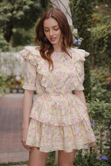 Alanis Ruffled Gathered Waist Floral Dress