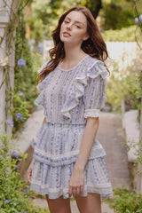 Amelia Ruffled Lace Trim Mini Dress