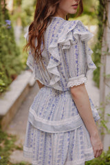 Amelia Ruffled Lace Trim Mini Dress