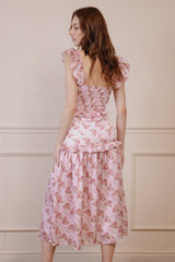 Anise Ruffled Drop Waist Satin Dress