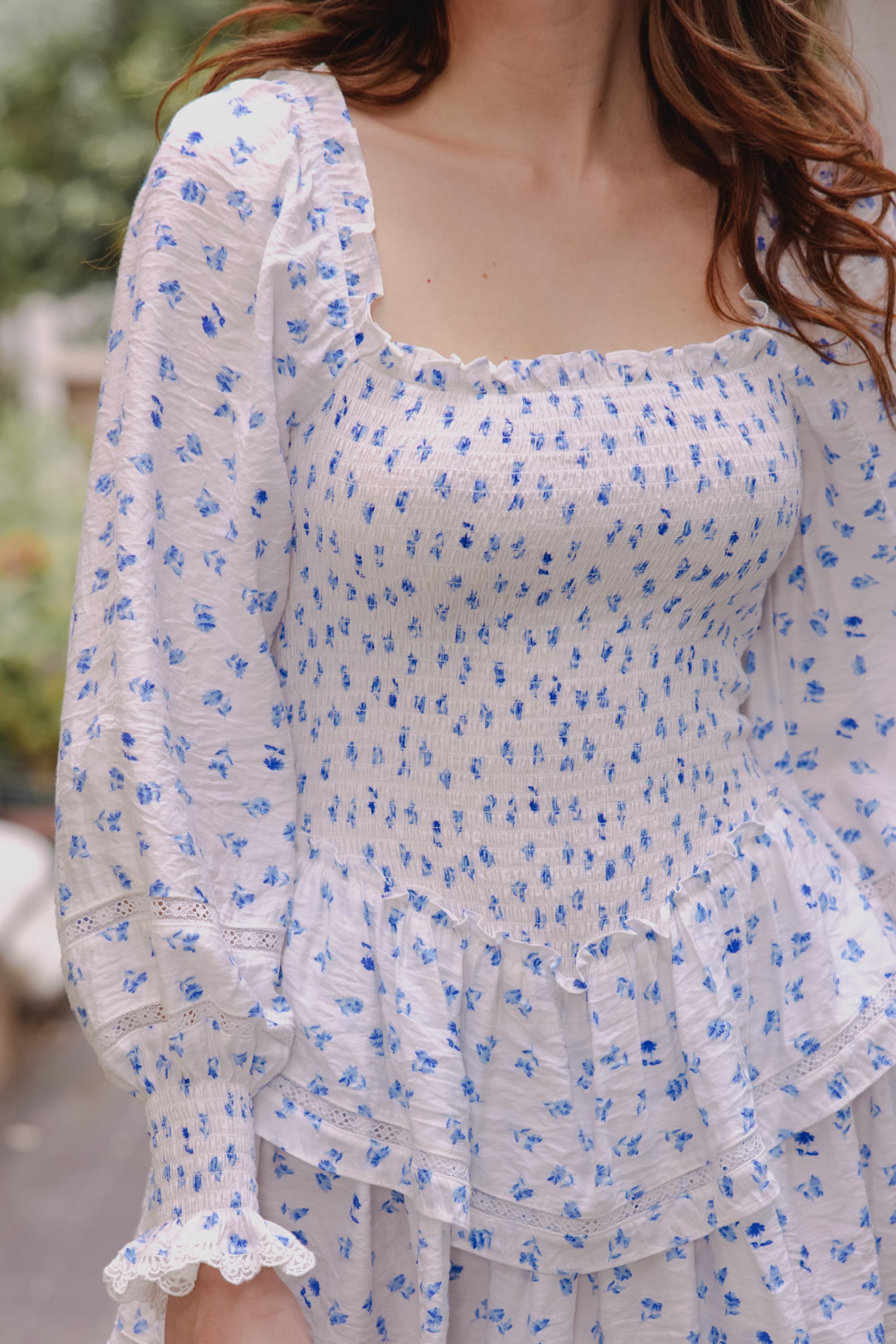 Dora Valentine Puff Sleeve Mini Dress in Blue