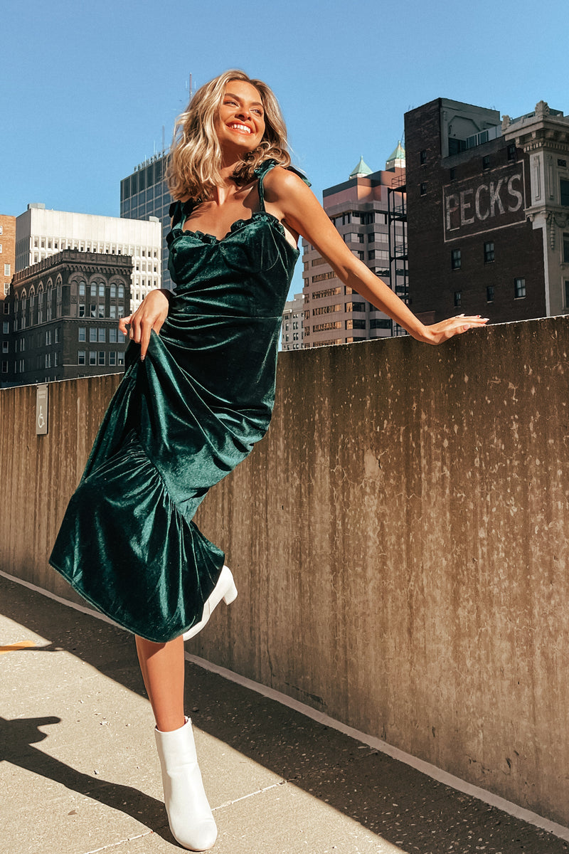Giselle Tie Strap Velvet Dress