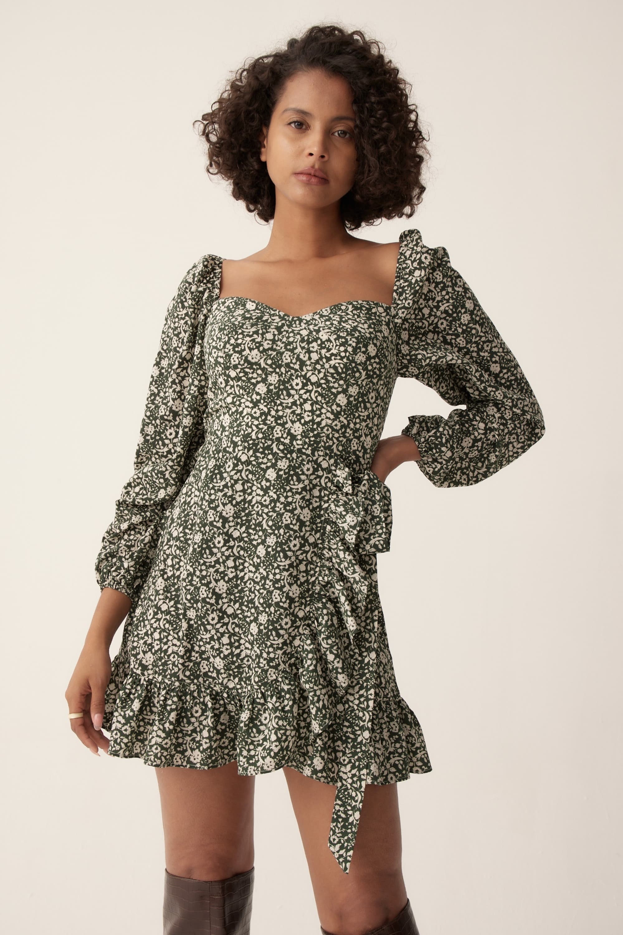 Hadi Floral Flounce Hem Dress