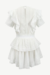 Aeris Lace Ruffled Layered Dress in White